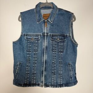Ralph Lauren Jeans Co Zip Front Denim Vest Blue Cotton Size L